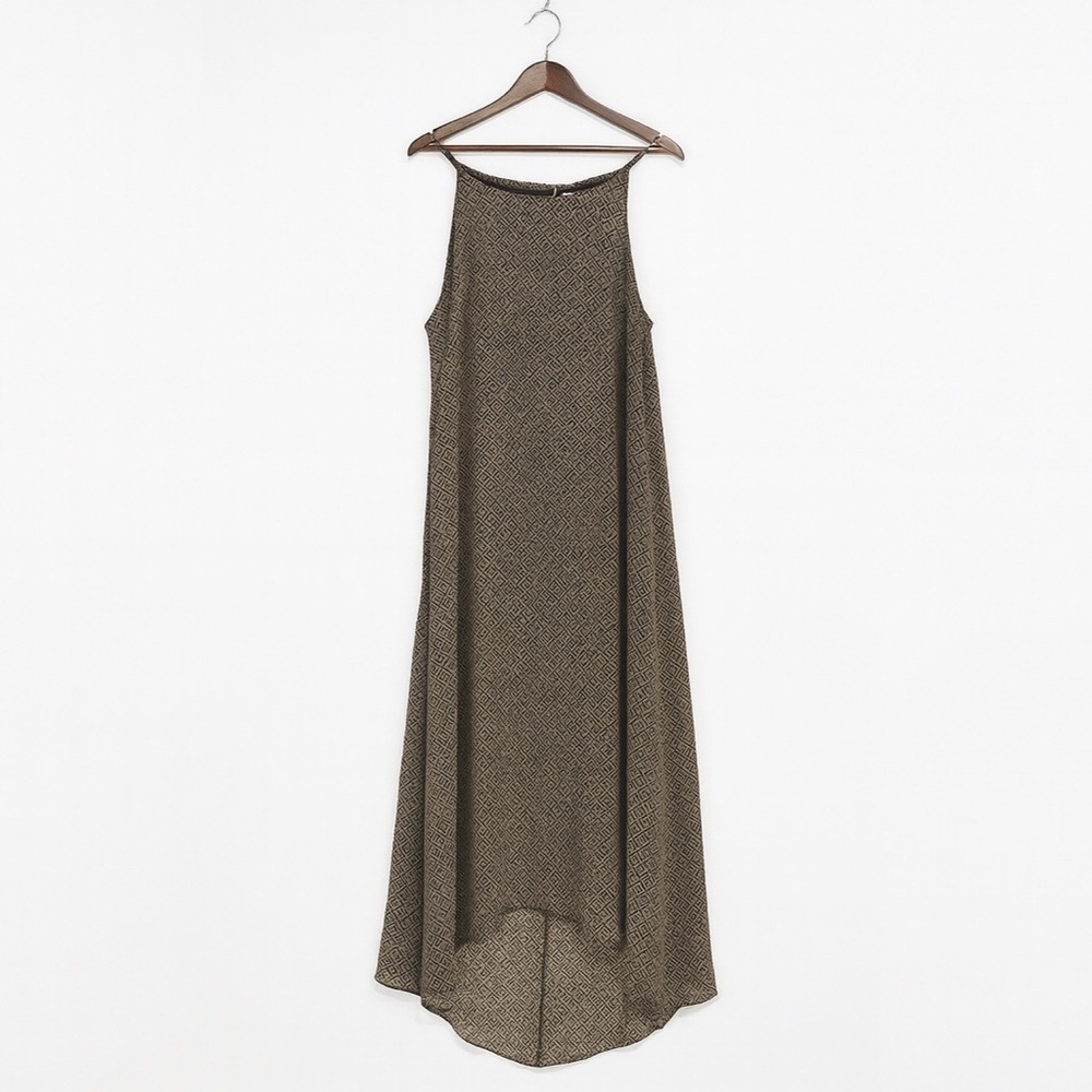 Old Navy High-Low Green and Black Diamond Print Dress